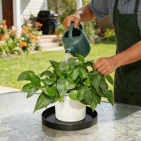 2 Pack 8 inch Plant Saucer Drip Tray, Heavy Sturdy Plastic Planter Flower Pot Drainage Tray Plate Saucers for Indoor Outdoor Garden, Plant Water Drip Trays for pots Base (8", Black)