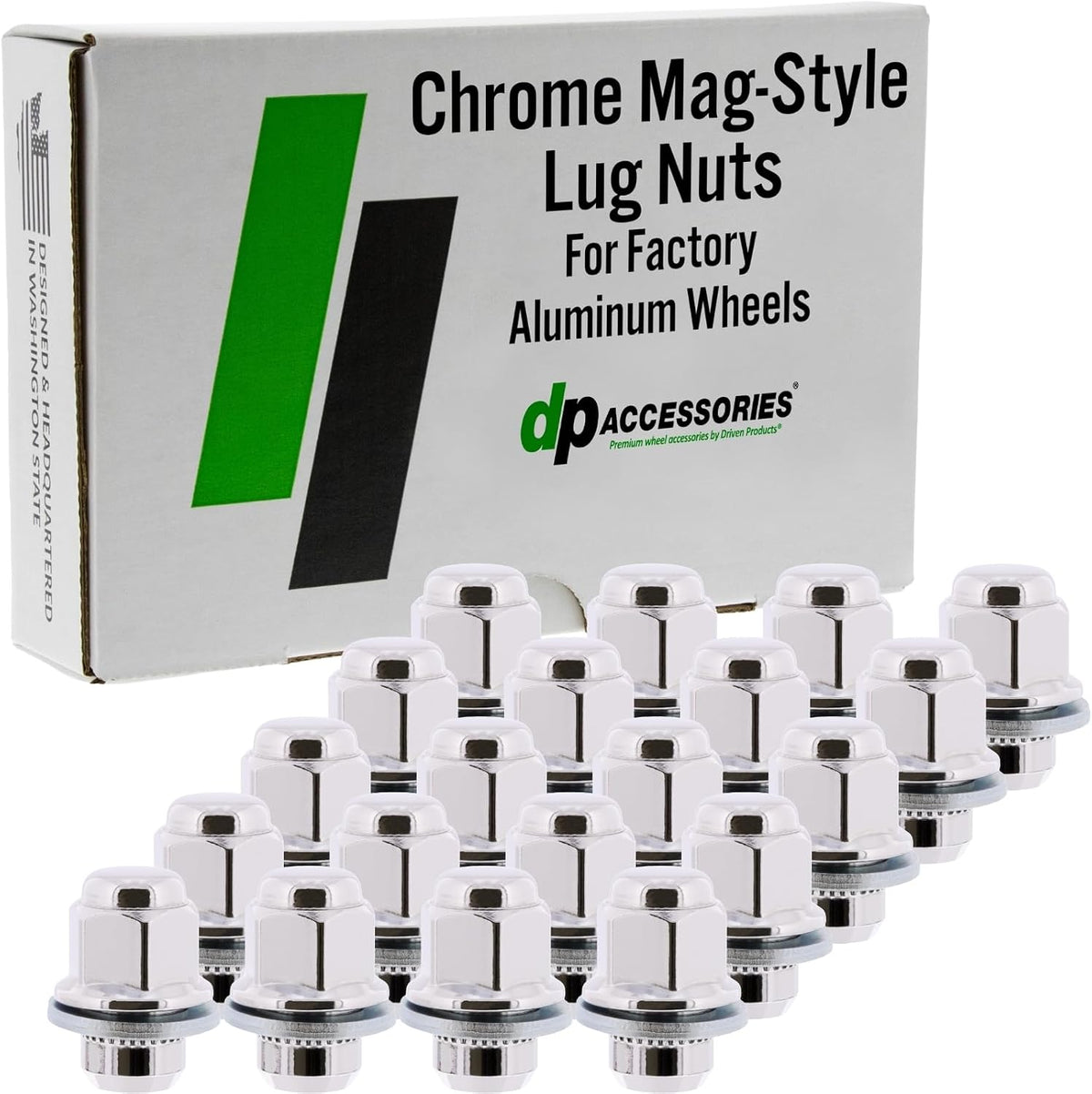 DPAccessories Chrome Lug Nuts | Compatible Replacement for Toyota-Lexus | 90084-94001, 90942-A1009, 90942-01033 | Factory/OEM Wheels Only | Set of 20 | LCM3C6HCOCH04020