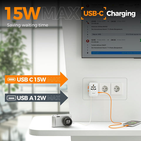 TESSAN Universal Travel Adapter, International Power Adapter