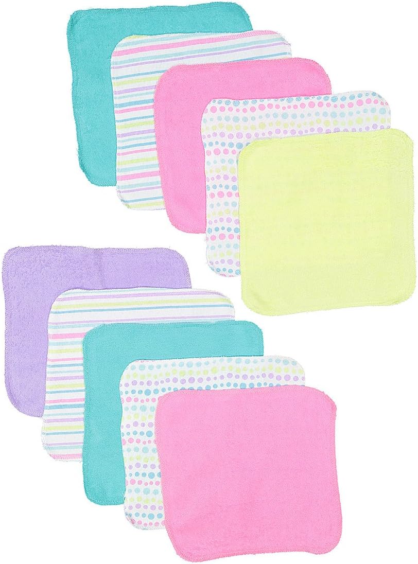 Spasilk Washcloth Wipes Set for Newborn Boys and Girls, Soft Terry Washcloth Set, Pack of 10, Aqua Bubbles
