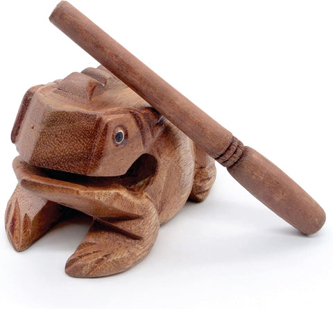 BSIRI 4" Frog Guiro Rasp - Small Instrument Musical Wooden Percussion Wood Block Instrument of Frog Noise Maker and Cool Music Gifts Ideas Funny Weird Instruments for Adults Made from Nature Wood