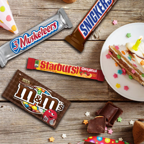 M&M'S, SNICKERS, 3 MUSKETEERS, SKITTLES & STARBURST Variety Pack Full Size Bulk Candy Assortment, 56.11 oz, 30 Bars