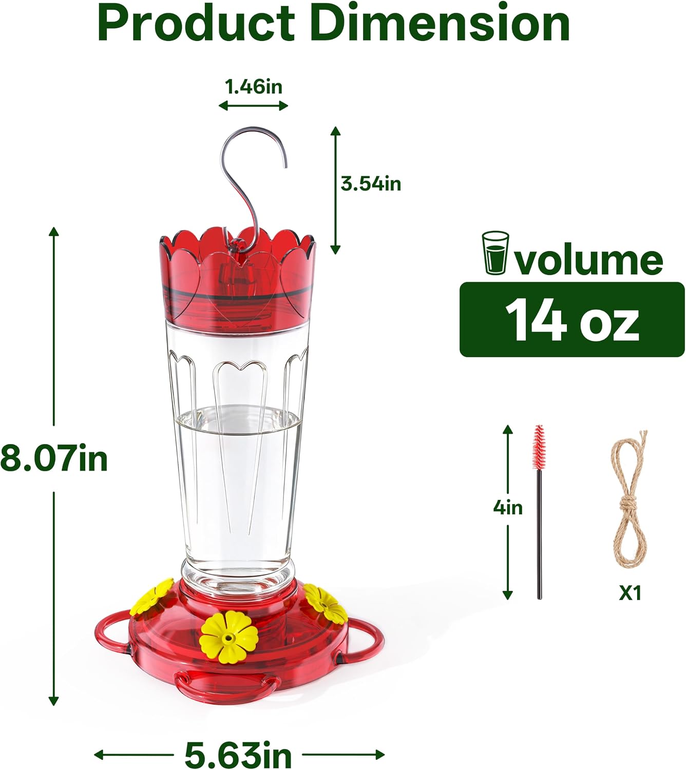 Hummingbird Feeders for Outdoors, 14 OZ Plastic Hummingbird Feeder