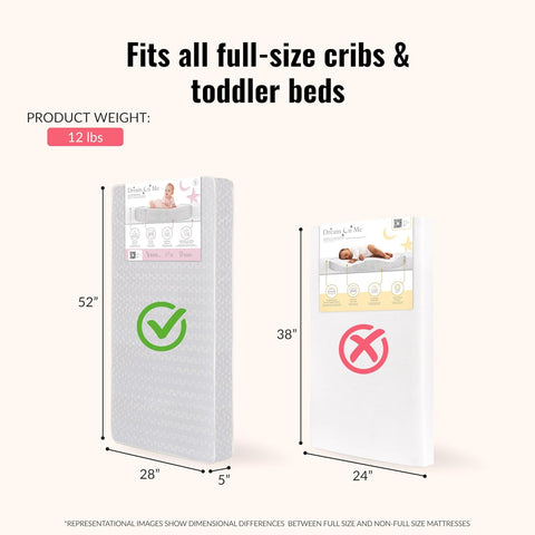 Dream On Me 2-in-1 Honeycomb Orthopedic Baby Crib Mattress, GREENGUARD Gold
