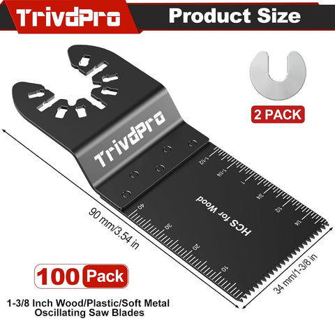 TrivdPro 100PCS Oscillating Saw Blades, Multitool Blades for Wood Plastics