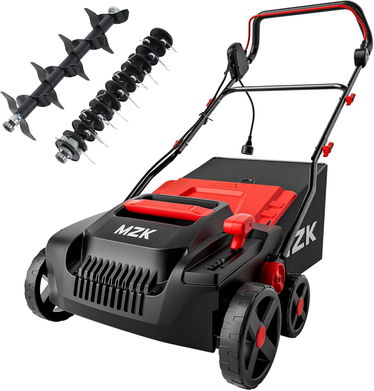 MZK Lawn Dethatcher Electric Scarifier with Bag,15In(RED)