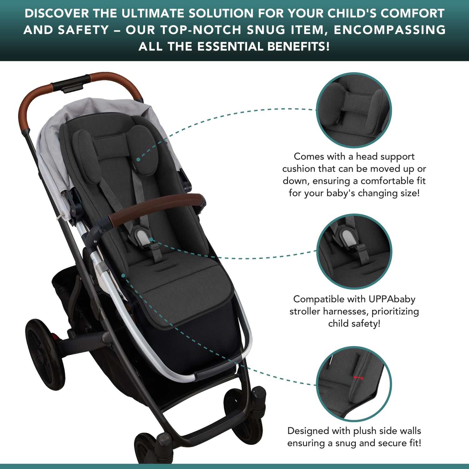 Infant Liner Seat Compatible with Uppababy Vista, Vista V2, Vista V3, Cruz V2, Cruz, RumbleSeat, and RumbleSeat V2, 2 in 1 Newborn to Toddler Comfort Insert, New and Improved Liner Material