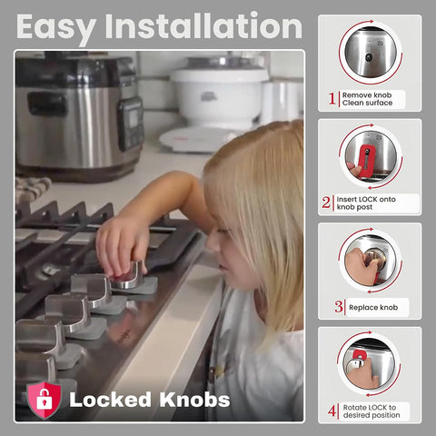 Mom's Choice Award Stove Knob Locks | 5-Pack Silicone Child Safety Lock Set