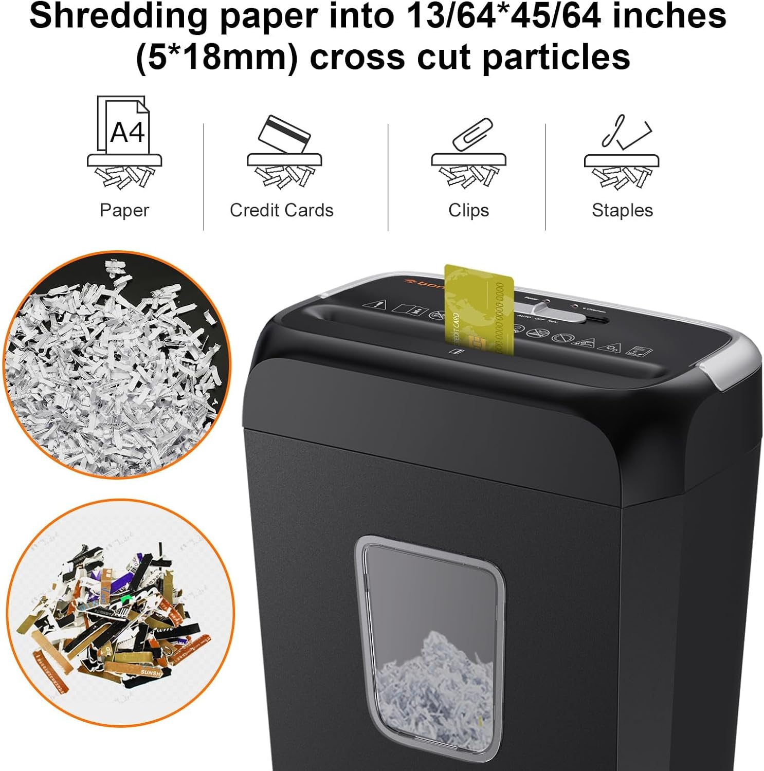 Bonsaii 5-6 Sheet Cross Cut Paper Shredder for Home use, 3.4 Gal Bin