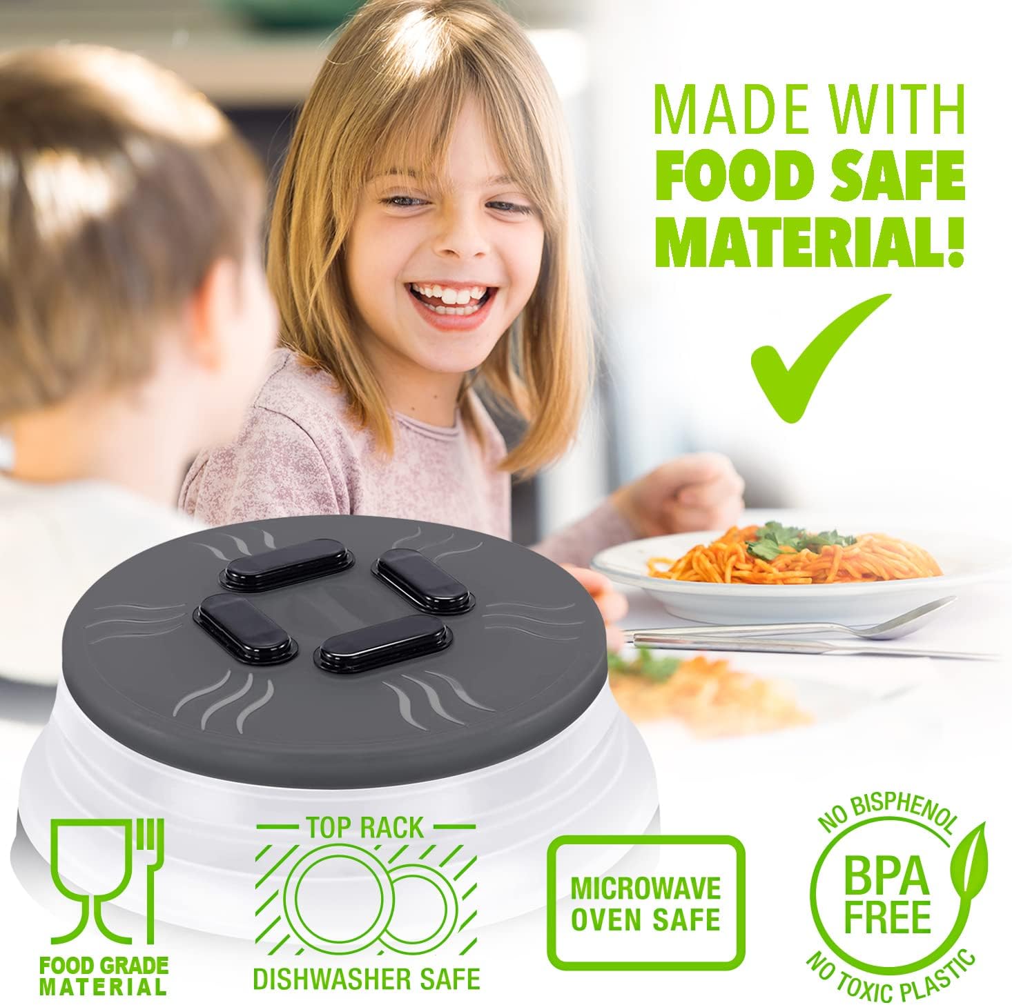 HOVER COVER Magnetic Microwave Splatter Cover - 10" Collapsible - Graphite