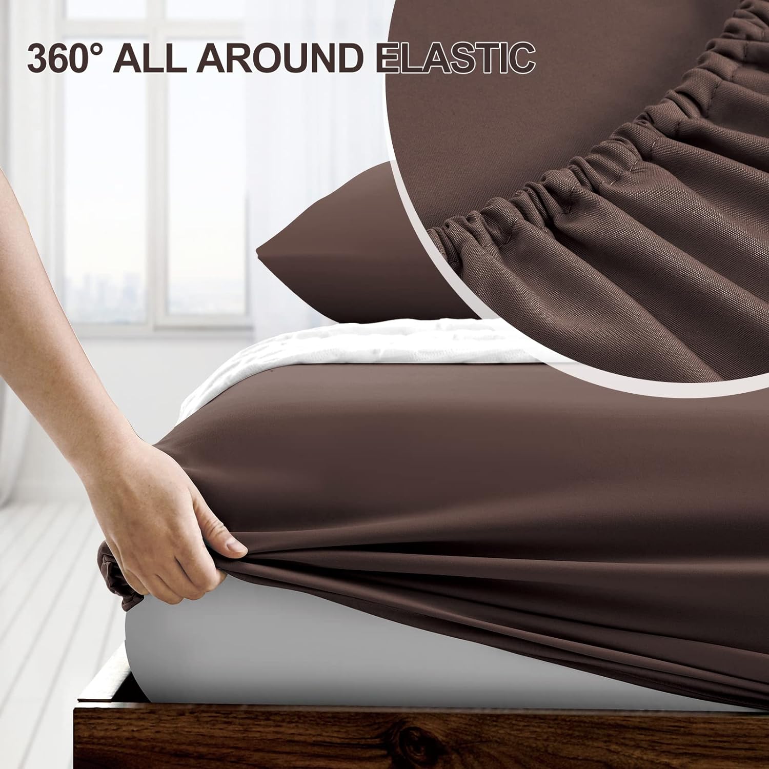 FreshCulture Twin XL Fitted Sheet Only - Hotel Quality Ultra Soft & Breathable Brushed Microfiber Fitted Sheet with 21 Inch Deep Pockets - Fits Twin XL Size Bed (Brown)