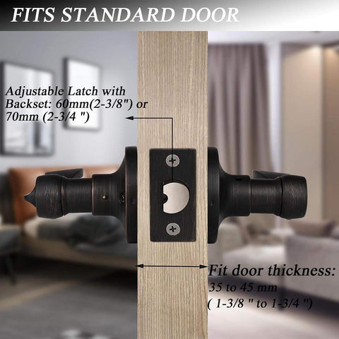 3 Pack Privacy Bathroom Door Lock Lever Keyless No Keys Door Lockset;Right/Left Handed Reversible;Oil Rubbed Bronze Door Levers Hardware