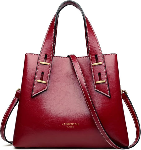 LAORENTOU Women Crossbody Handbags Genuine Leather Satchel Handbags for Women Top-handle Shoulder Tote Purses