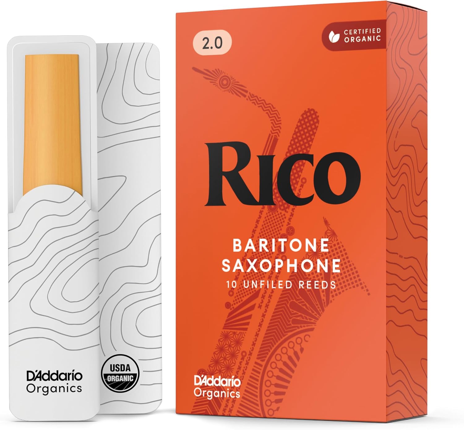 D’Addario Woodwinds - Rico Baritone Sax Reeds - RLA0320 - Strength 2.0, 3-Pack