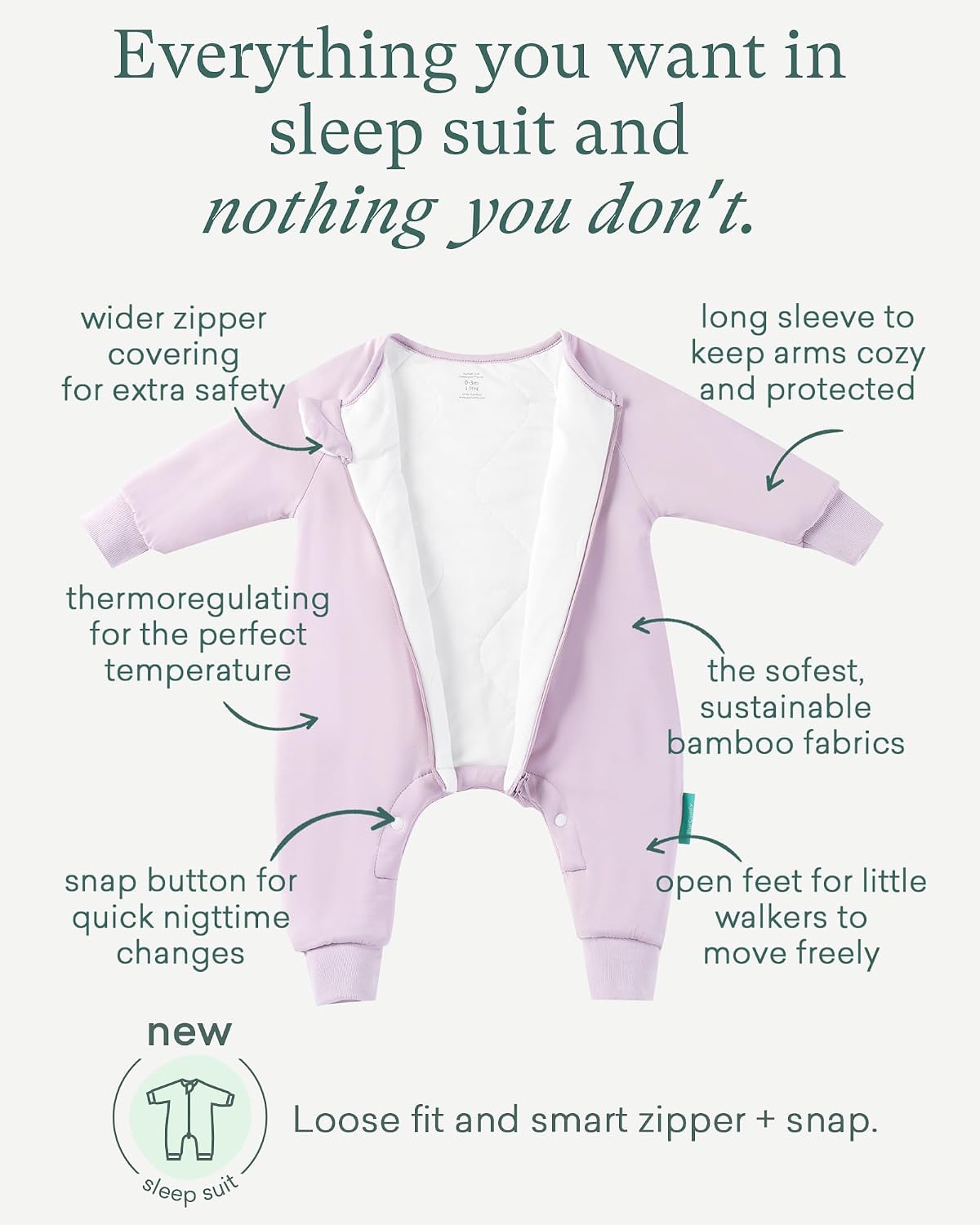 PurComfy Bamboo Viscose Active Baby Toddler Sleepsuit 1.0 TOG