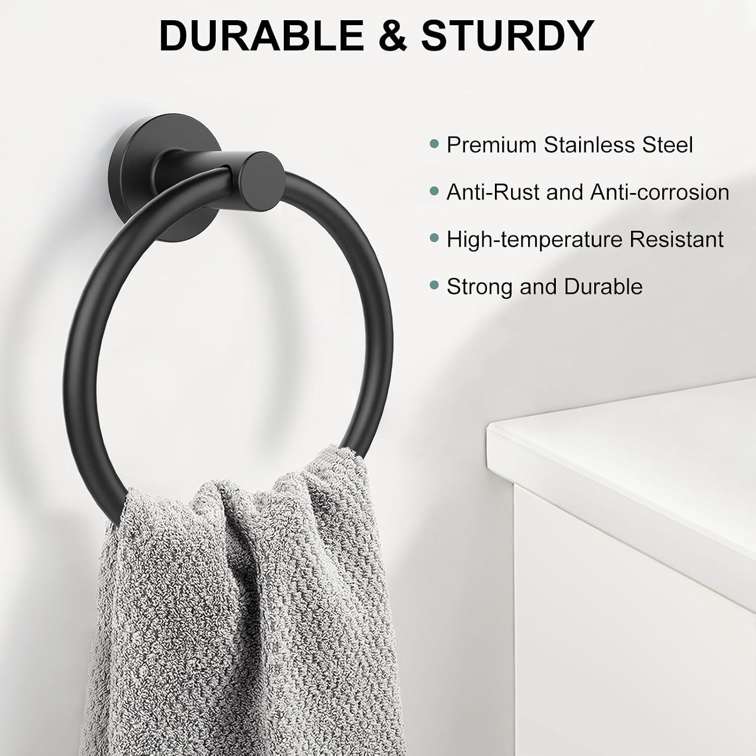SetSail Towel Holder for Bathroom Wall Matte Black Towel Ring