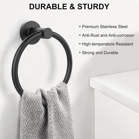 SetSail Towel Holder for Bathroom Wall Matte Black Towel Ring