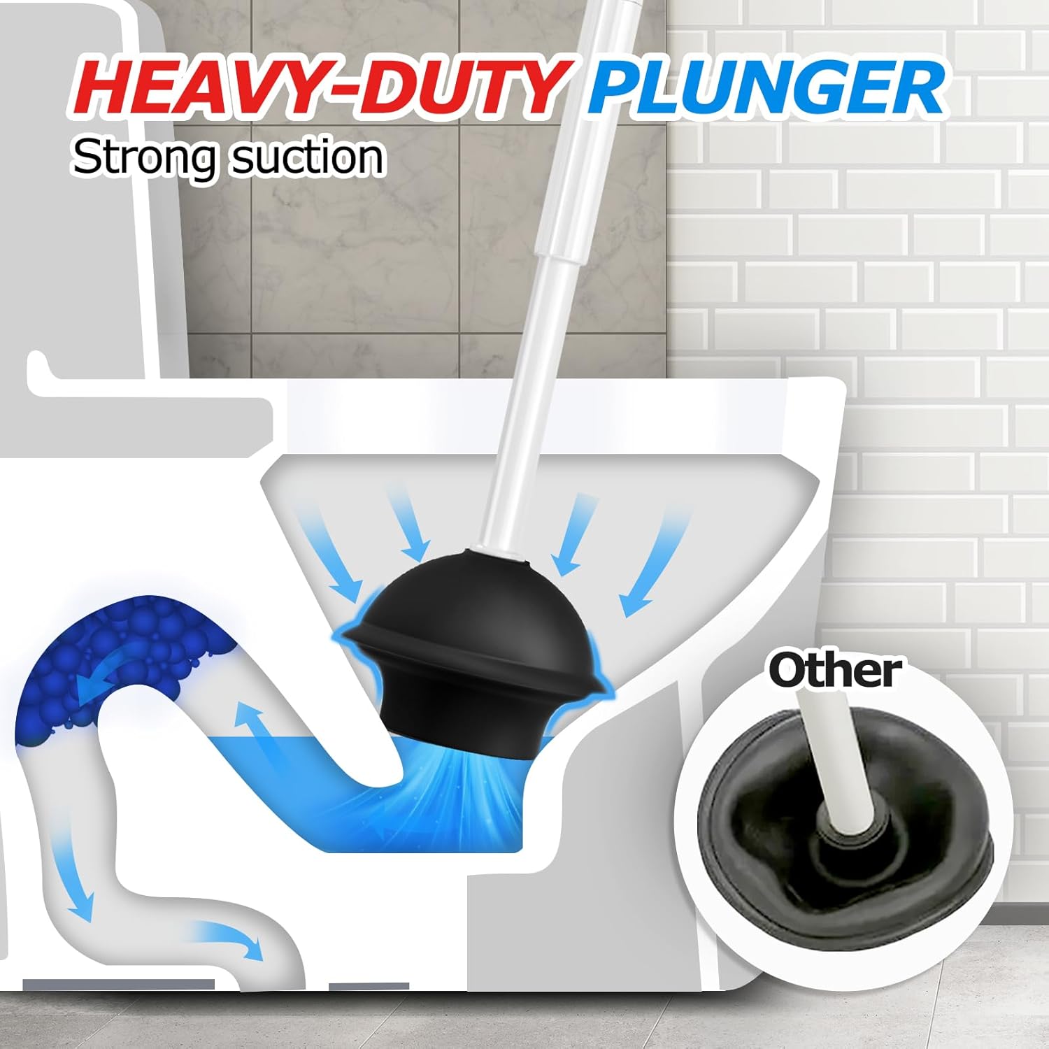 FORASTO 2in1 Toilet Brush & Plunger Set, Bathroom Essentials for Apartment