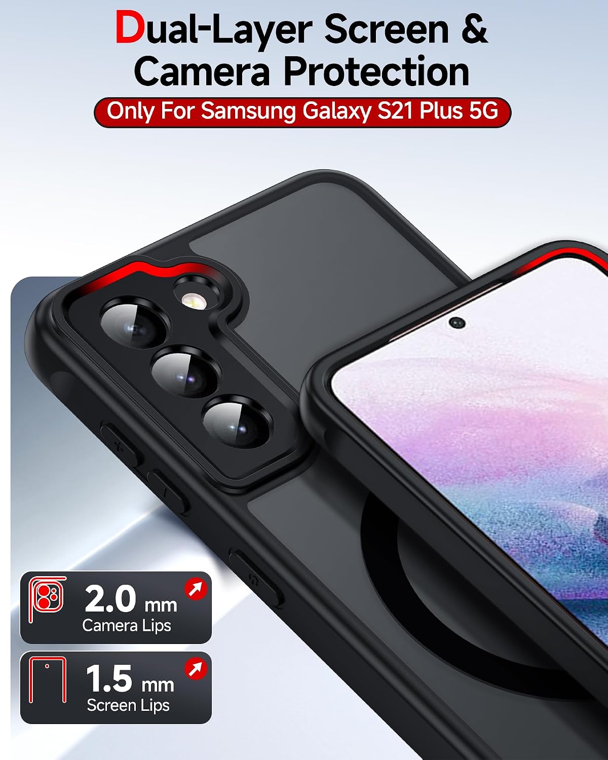 LeYi for Samsung Galaxy S21-Plus Case [MagSafe Fit] Slim Translucent, Black