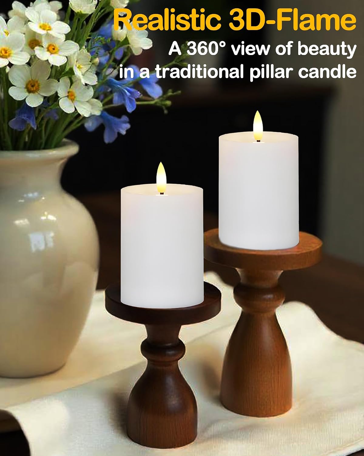 Gmnee 3"x4" Outdoor Waterproof Flameless Candles with Remote Timers Battery