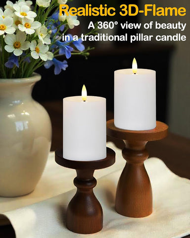 Gmnee 3"x4" Outdoor Waterproof Flameless Candles with Remote Timers Battery
