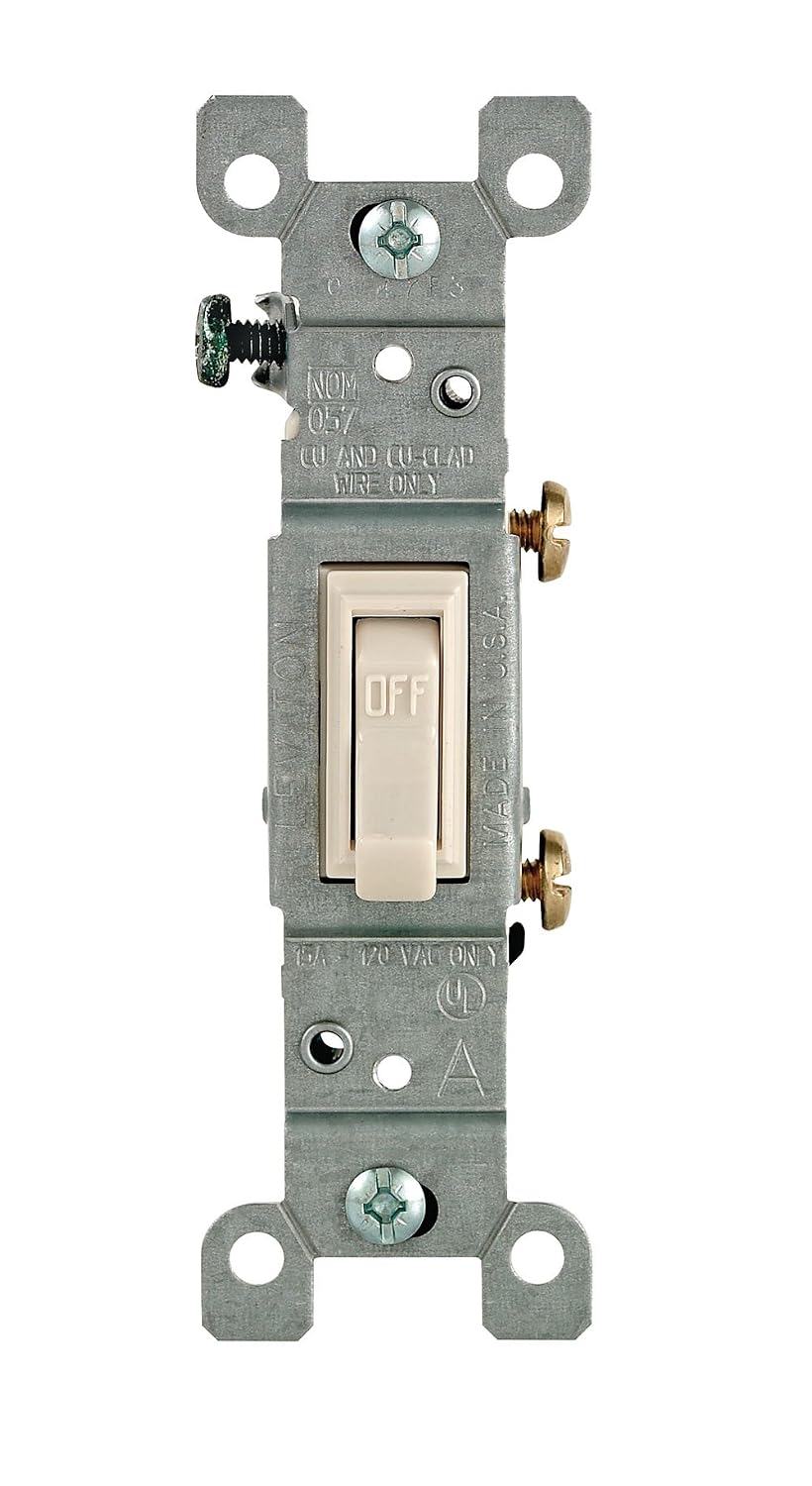 Leviton 15 Amp, 120 Volt, Toggle Framed Single-Pole AC Quiet Switch, Residential Grade, Grounding, 1451-2E, Black