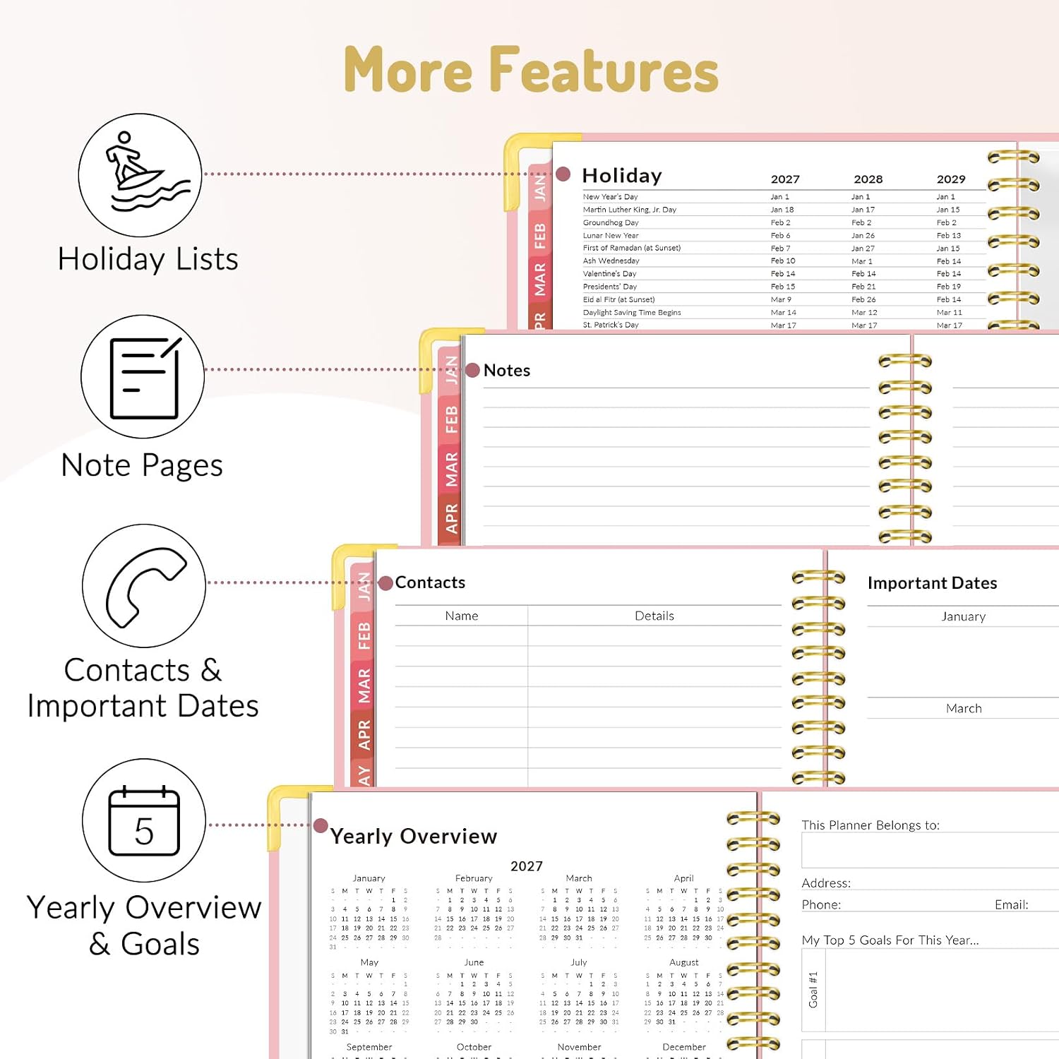 Forvencer 2027 Planner, Hardcover Calendar Planner Jan - Dec 2027, 6"x8"