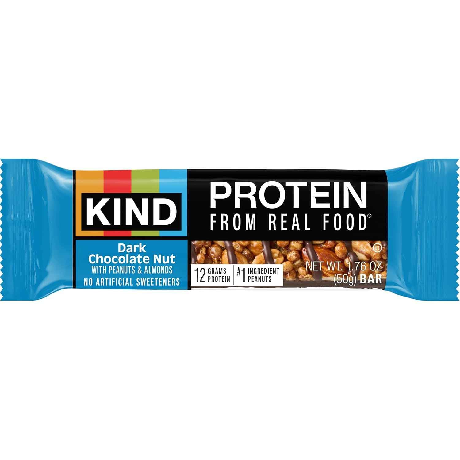 KIND Protein Bars, Dark Chocolate Nut, Gluten Free, Healthy Snacks, 12g Protein, 12 Count