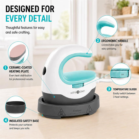 HTVRONT Heat Press Mini Heat Press Machine, Mini Iron for Crafts