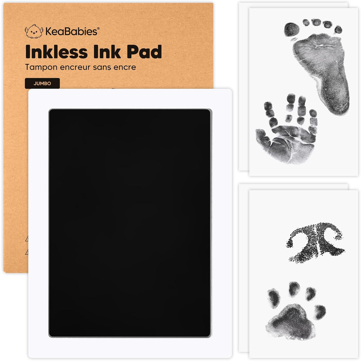1pk Inkless Baby Hand and Footprint Kit, Mess Free Ink Pad (Jet Black, J)