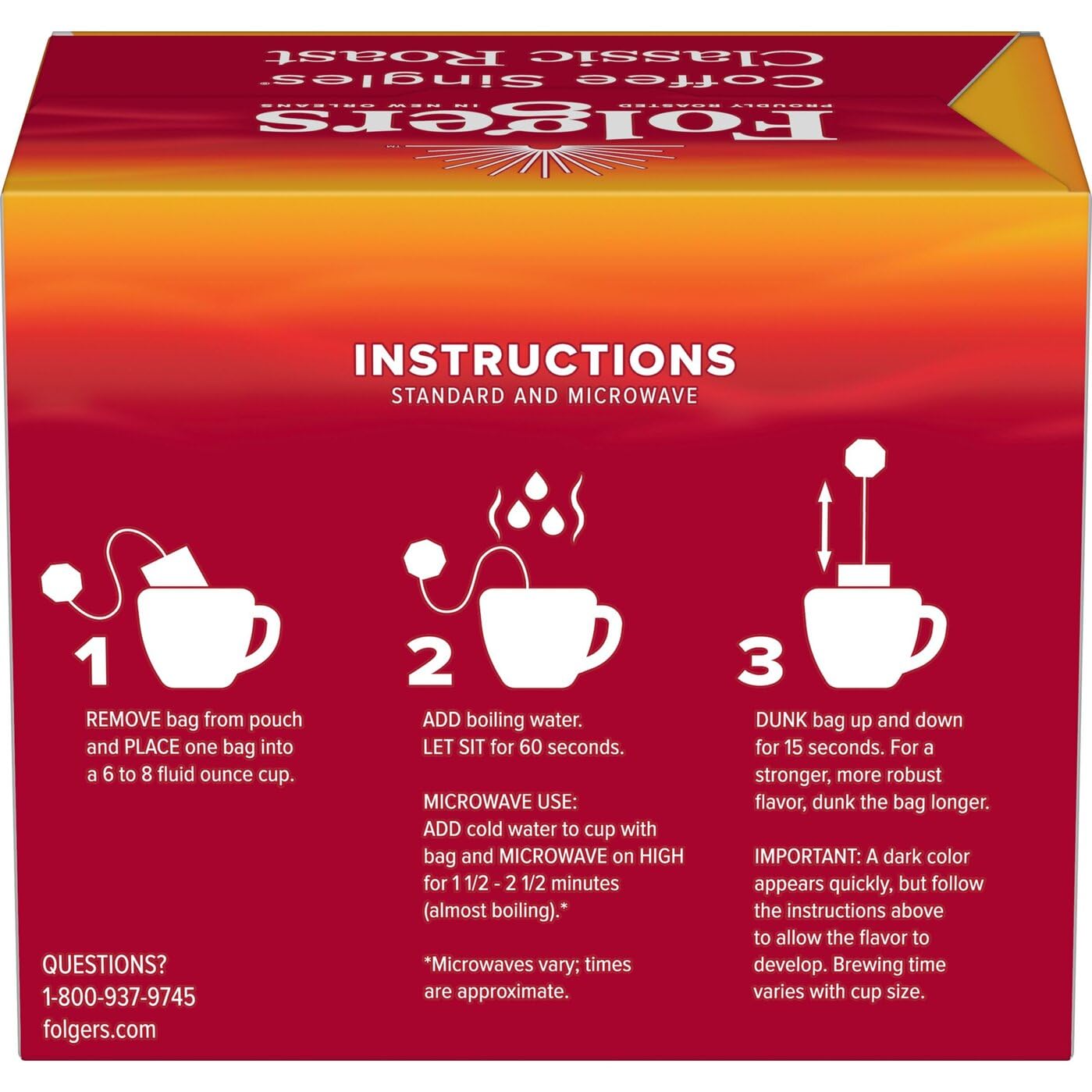 Folgers Coffee Singles Classic Roast Medium Roast Coffee, 228 Single Serve Coffee Bags