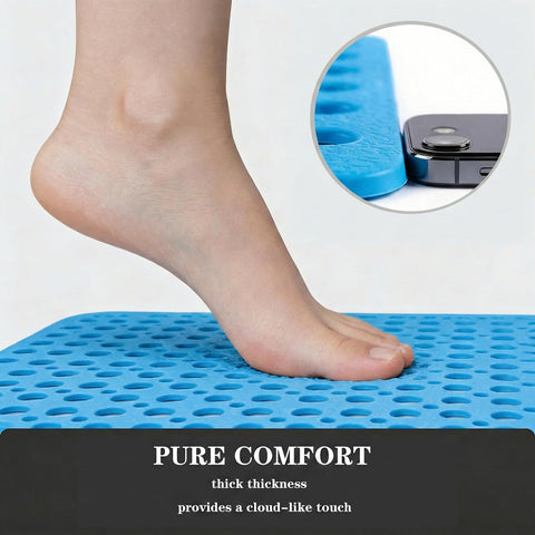 Nonslip Bath Tub Shower Mat with Suction Cups, Extra Soft TPE Bath Mat for Kids, Bathtub Bathroom Mats, Machine Washable, Smooth/Non-Textured Tubs Only, 35L x 16W Inch(Lake Blue)