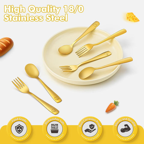 DRKIO 6Pcs Stainless Steel Toddler Utensils Small Metal Kids Silverware