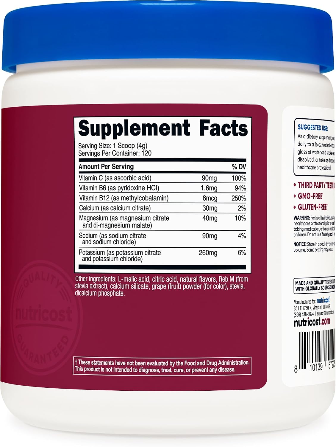 Nutricost Electrolyte Complex Powder (120 Servings, Grape)