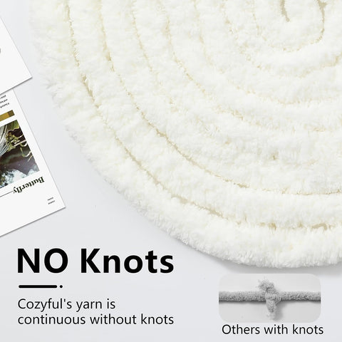 Cozyful Chunky Yarn for Hand Knitting - #10 Chunky Chenille Yarn, Jumbo Big Thick Chunky Yarns for Crocheting, Super Bulky Chunky Knit Blanket Yarns, 8 Skein (22 yds 8 oz Each Skein), Cream