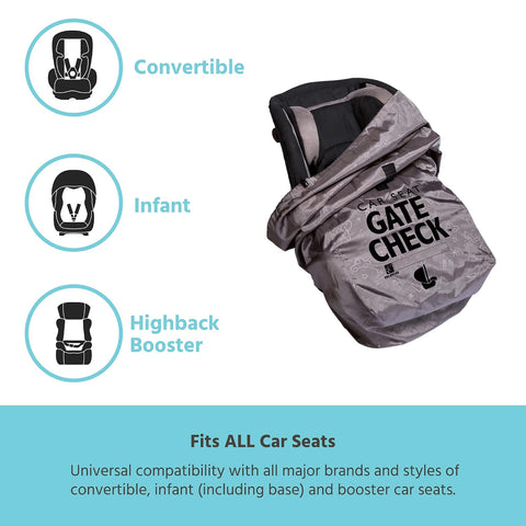 J.L. Childress Gate Check Travel Bag & Backpack for Car Seats, Deluxe, Grey