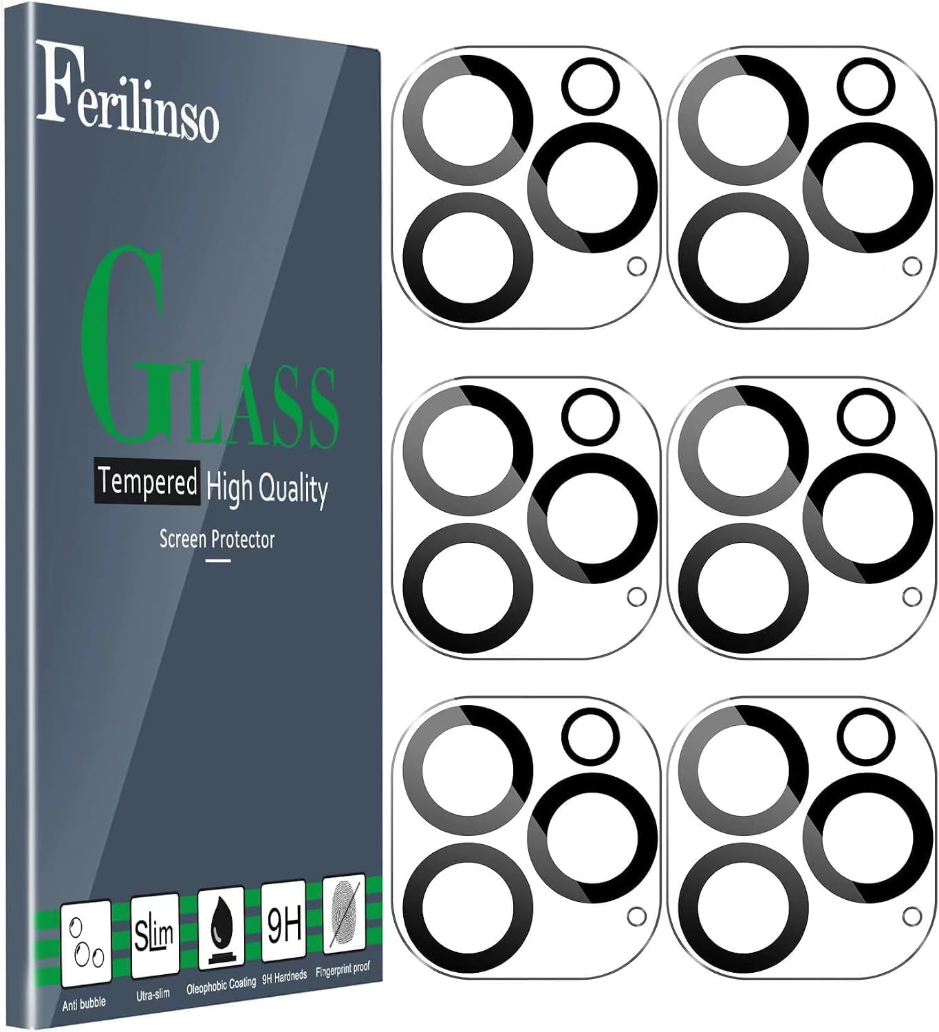 Ferilinso 6 Pack Camera Lens Protector for iPhone 16 Pro Max/iPhone 16 Pro