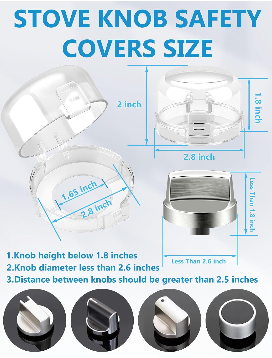 Stove Knob Safety Covers, 6 Pack Universal Gas Stove Knob Covers