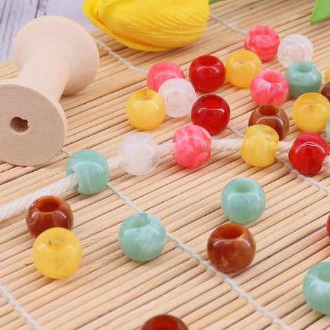 120PCS 14mm Acrylic Beads Transparent Colorful Mix Color Pop Autumn Beads for Craft DIY Project