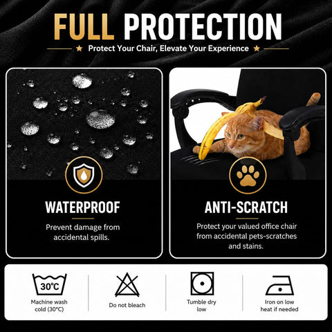 Water Resistant Stretch Computer Office Chair Cover with Durable Zipper Universal Washable Removable Spandex Rotating Boss Chair Slipcovers Anti-dust Soft Desk Chair Seat Protector for Dogs Cats Pets