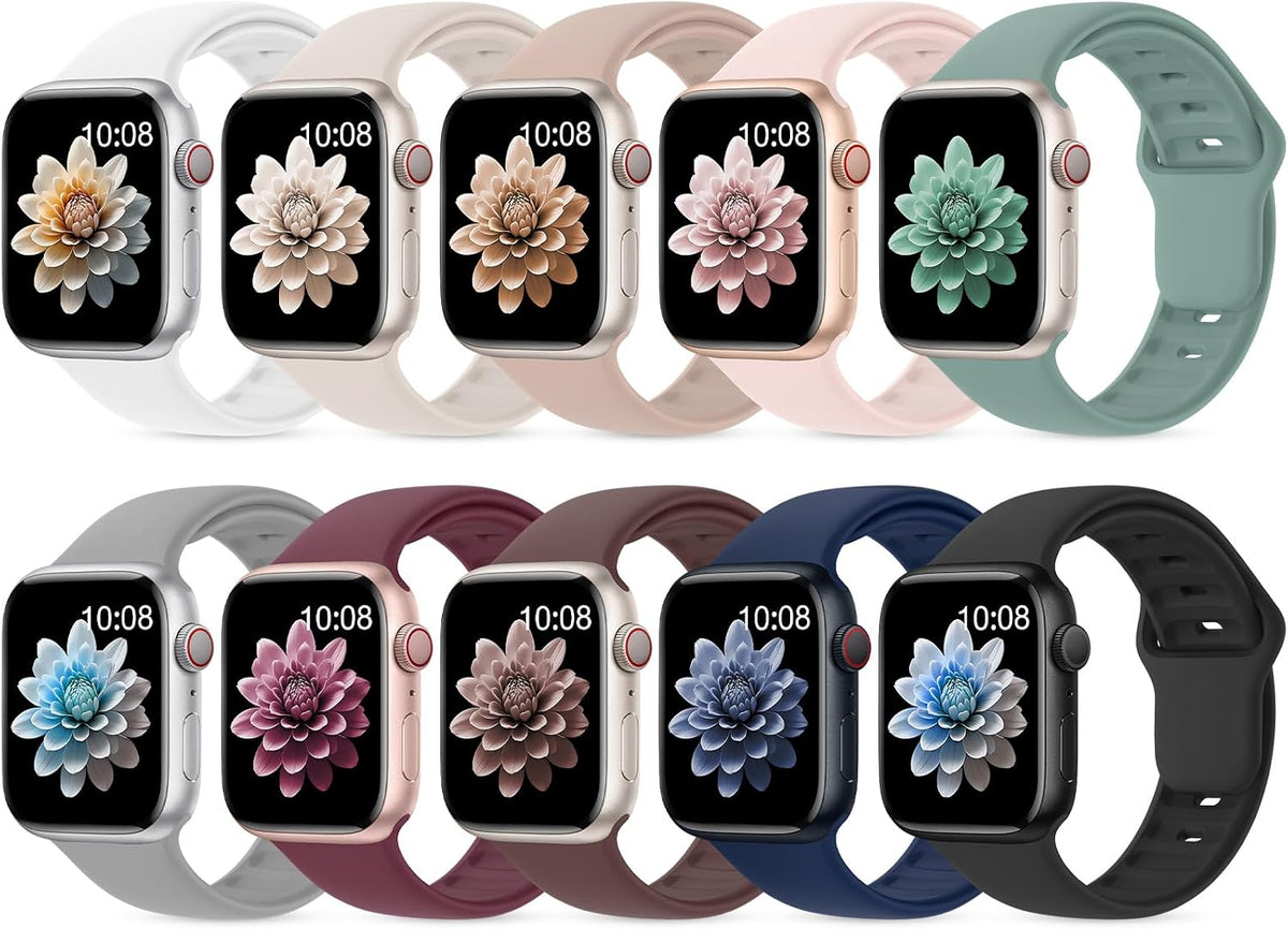10 Pack Silicone Sport Bands Compatible with Apple Watch Band Women Men