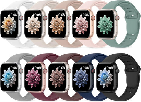 10 Pack Silicone Sport Bands Compatible with Apple Watch Band Women Men