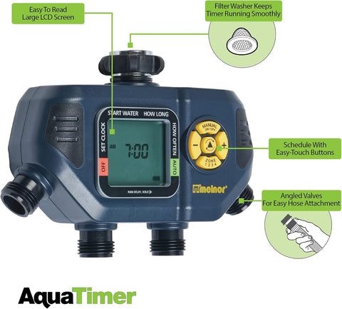 Melnor AquaTimer™ 4-Zone Programmable Digital Timer: Independent Zones