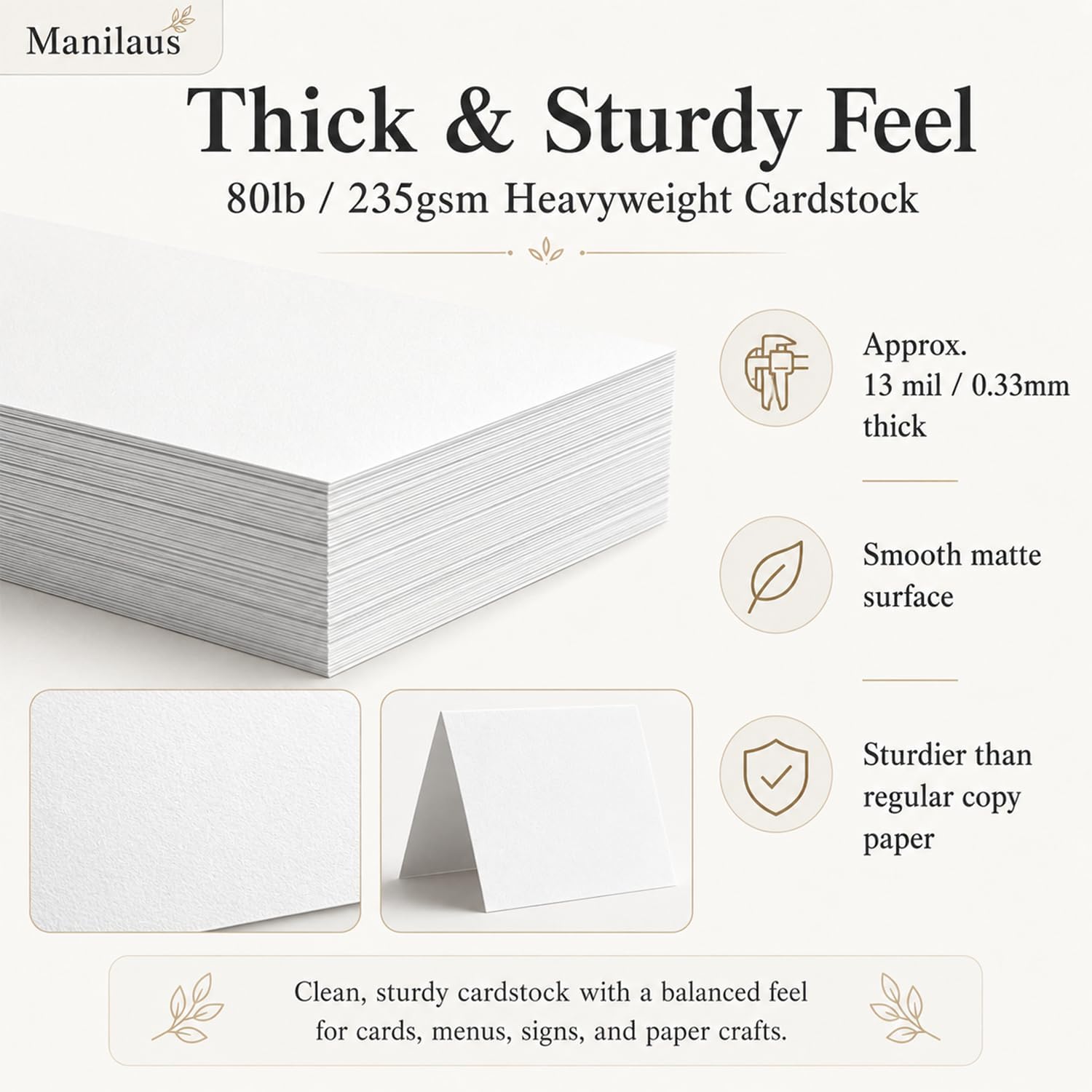 White Cardstock 8.5 x 11, Heavy 80 lb Card Stock Paper, 30 Sheets.