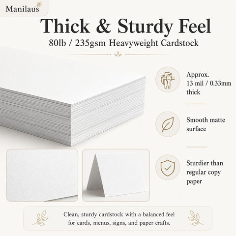 White Cardstock 8.5 x 11, Heavy 80 lb Card Stock Paper, 30 Sheets.