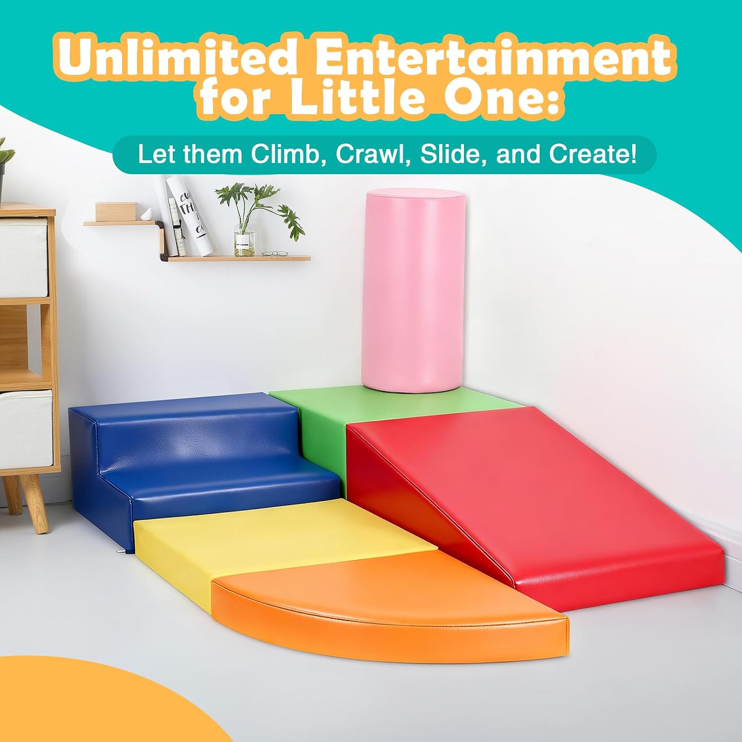 JungleDove 6-Piece Set Baby Foam Climbing Blocks for Toddlers - Baby Climbing Toys for Toddlers Indoor - Kids Soft Play Climbing - Foam Play Gym Playtime Corner Climber