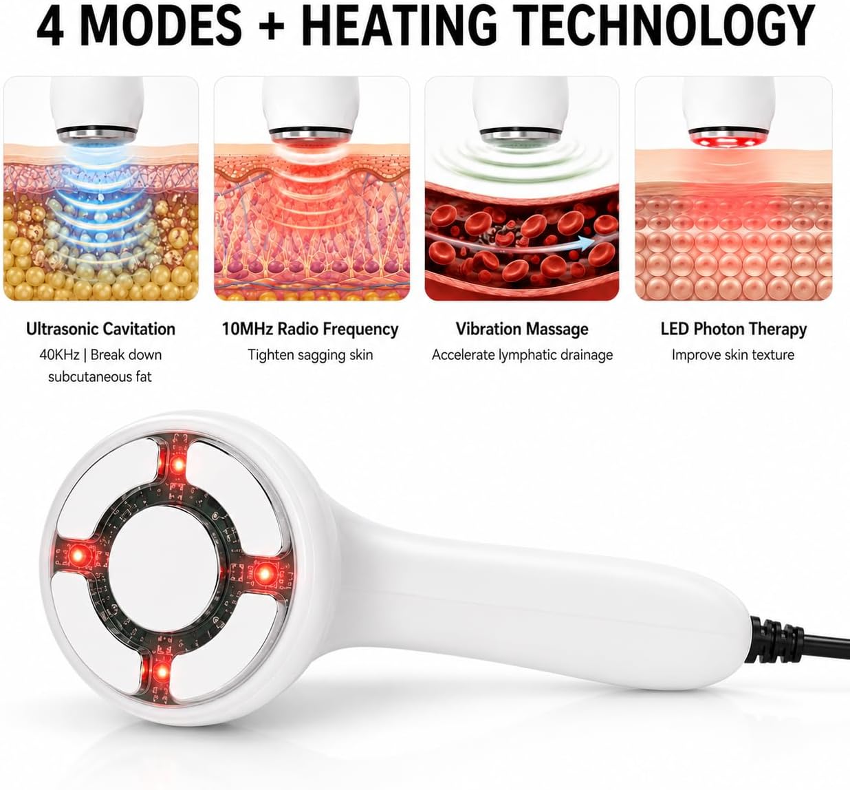 Radio Frequency Induced Heat-Palm NRG Cellulite Body Device