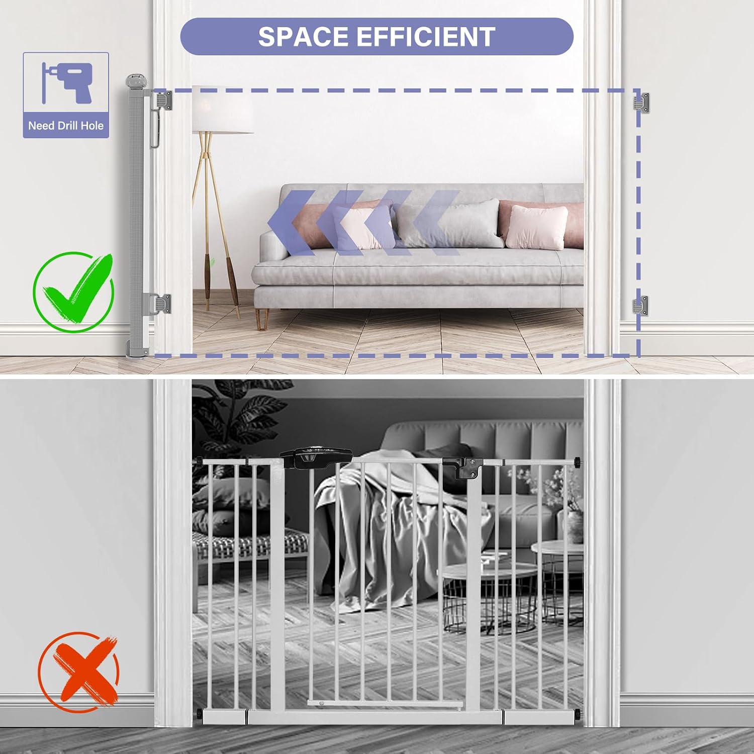 PRObebi Retractable Baby Gates for Stairs & Doorways, Indoor & Outdoor Use