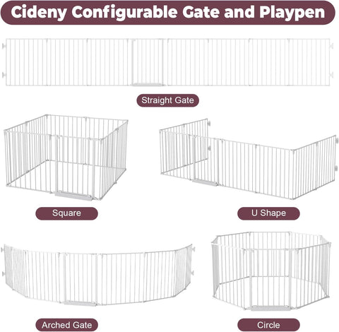190" Extra Wide Baby Gate Playpen, Adjustable Baby Fence Play Yard