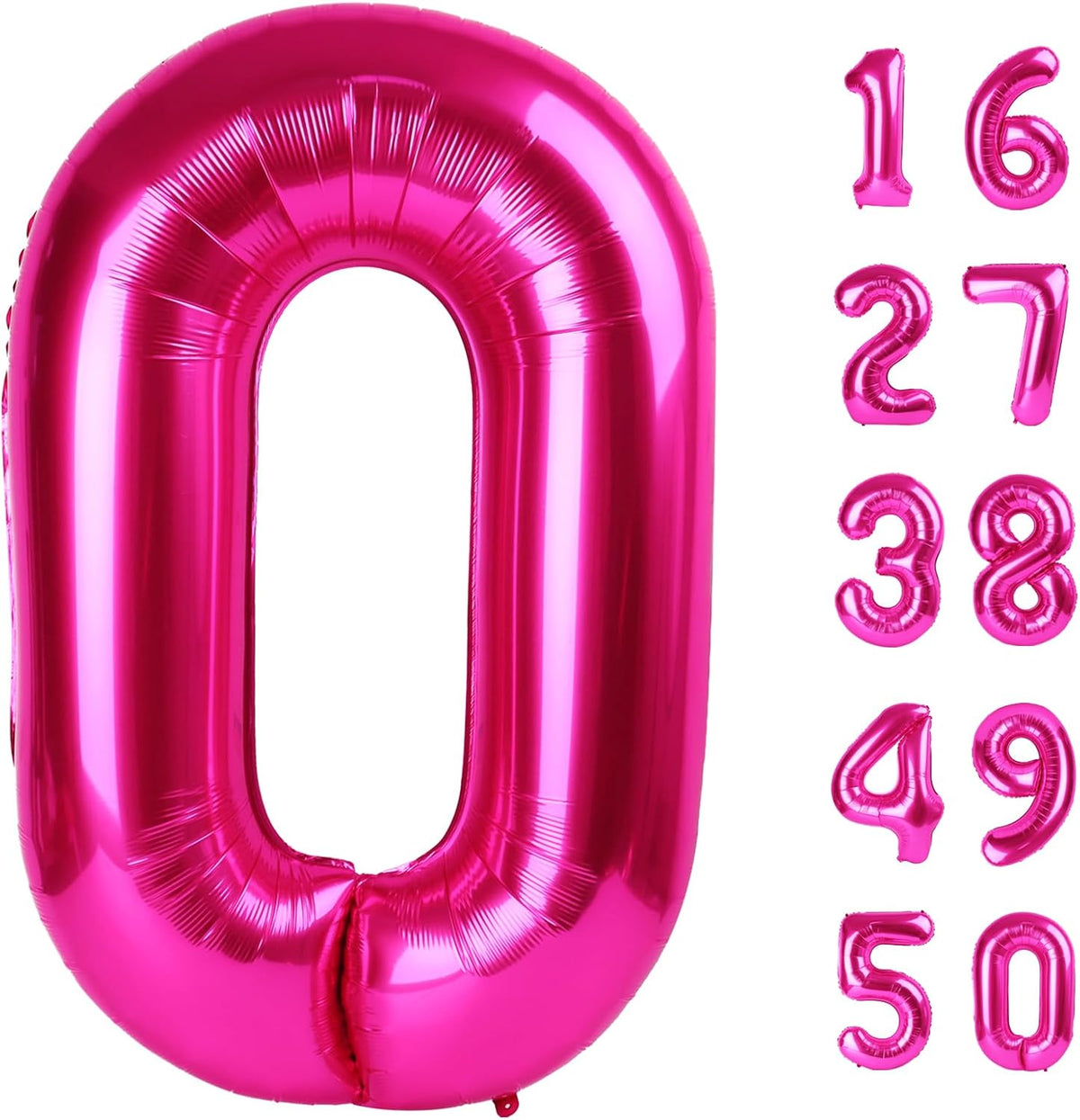 40 Inch Rose Red Number 0 Balloons Foil Digital Helium Number Balloons